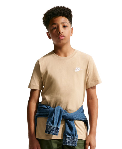 Nike Boys' and Girls' 6-20 Sportswear Embroidered Logo Graphic T-Shirt - Linen