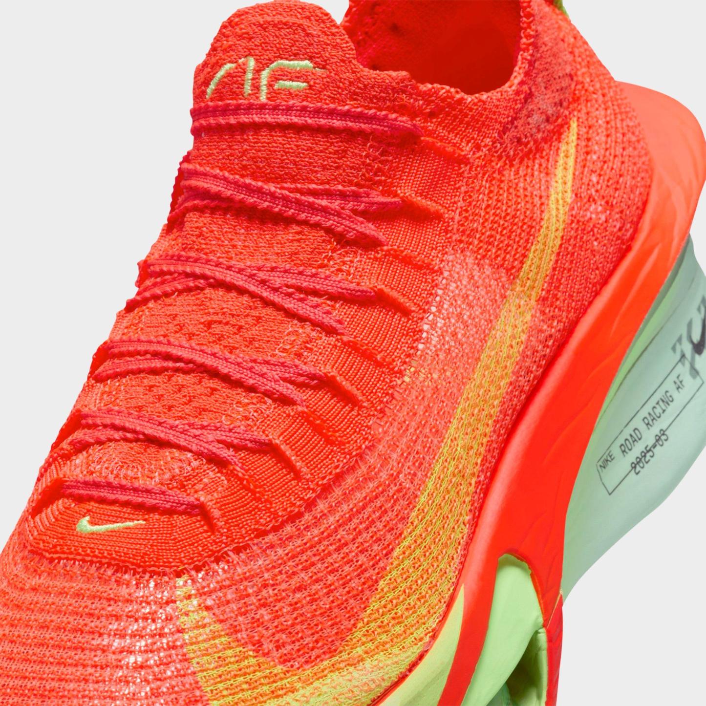 Women's Nithtke Air Zoom Alphafly 3 Running Shoes - Bright Crimson/Cave Purple/Lime Blast/Mint Foam - Detail shot