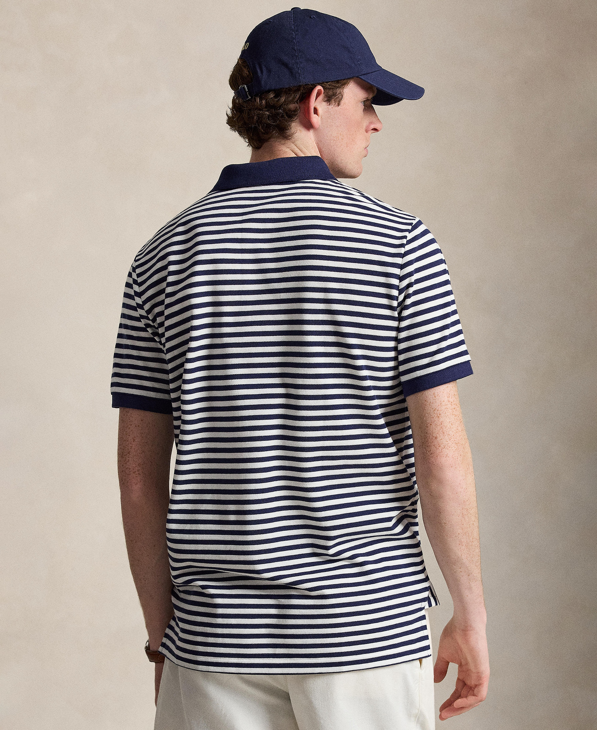 Polo Ralph Lauren Classic Fit Striped Mesh Polo Shirt - NEWPORT NAVY/WHITE