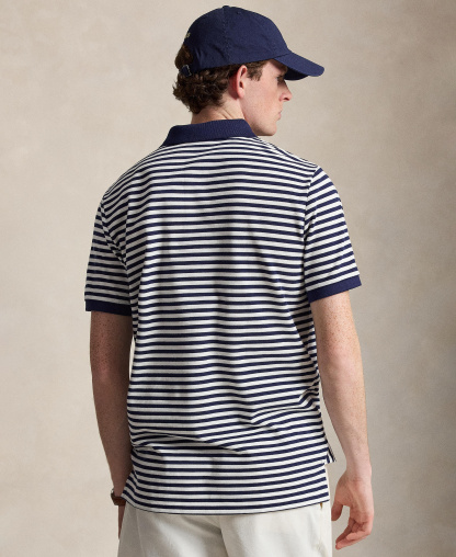 Polo Ralph Lauren Classic Fit Striped Mesh Polo Shirt - NEWPORT NAVY/WHITE