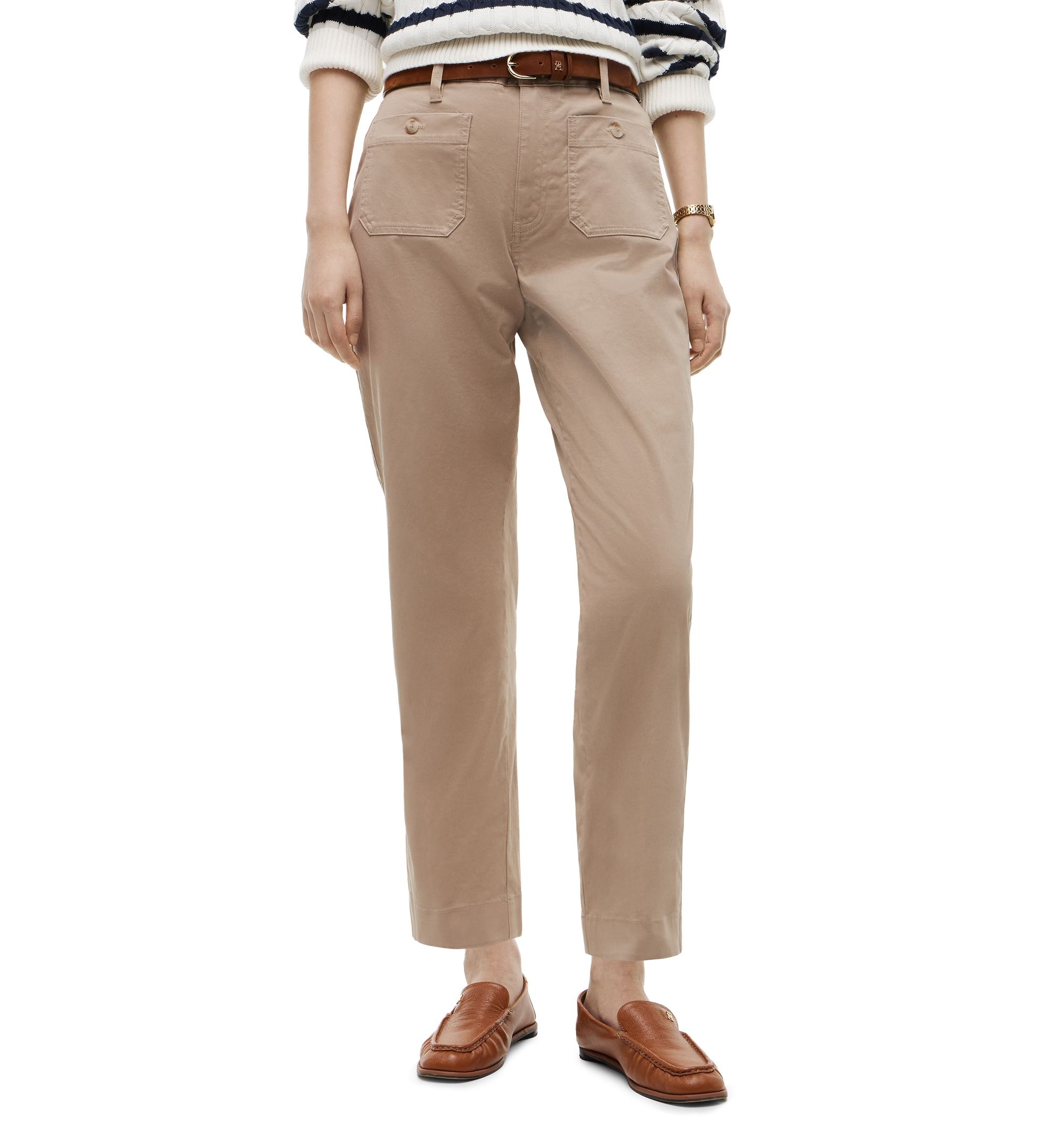 Tommy Hilfiger Women's Twill Patch Pocket Chinos Pants - Beige