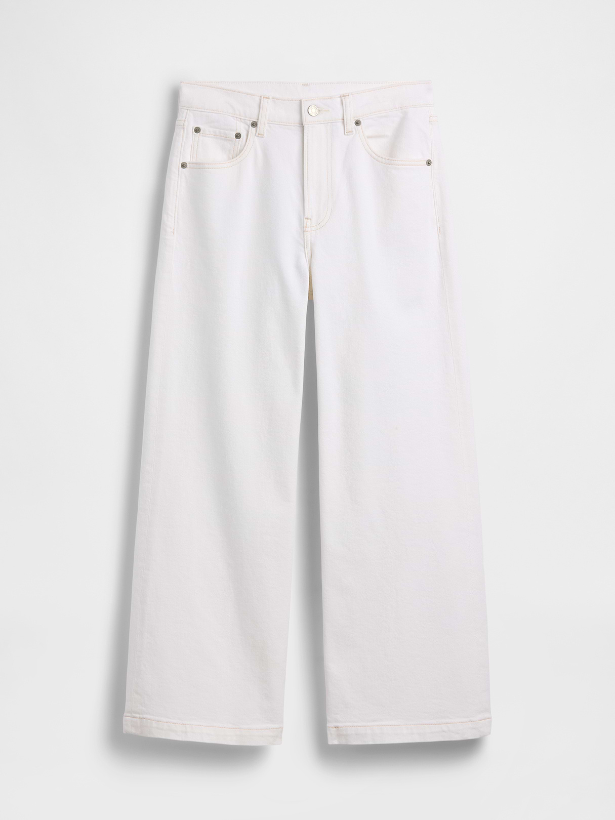 High Rise Stride Wide-Leg Ankle Jeans - Fresh white