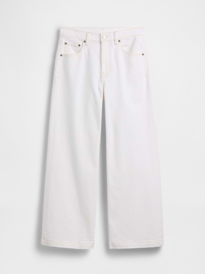 High Rise Stride Wide-Leg Ankle Jeans - Fresh white