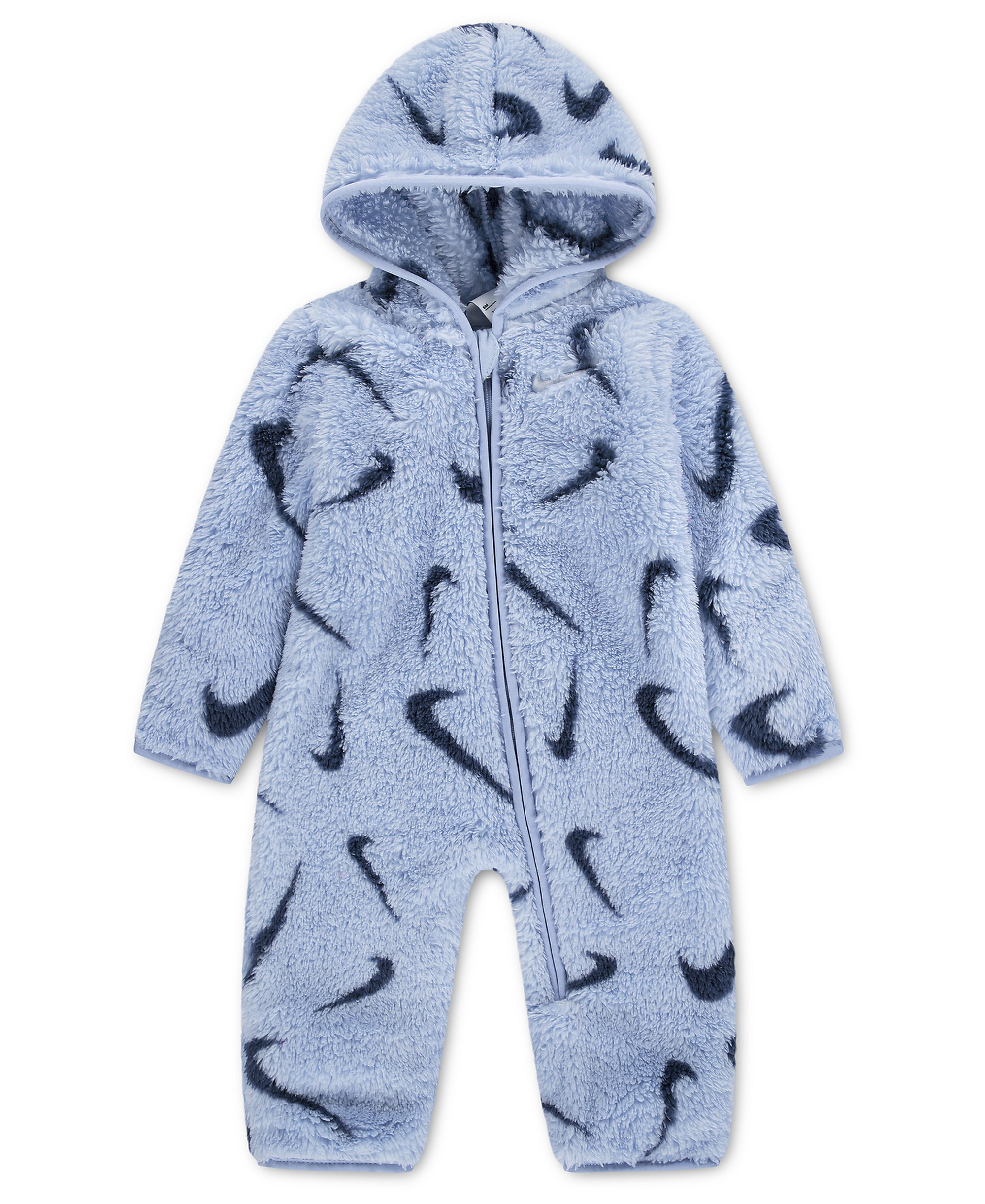 Nike Baby Boys' and Baby Girls' Hooded Printed High-Pile Fleece Coverall - Cobalt Bliss