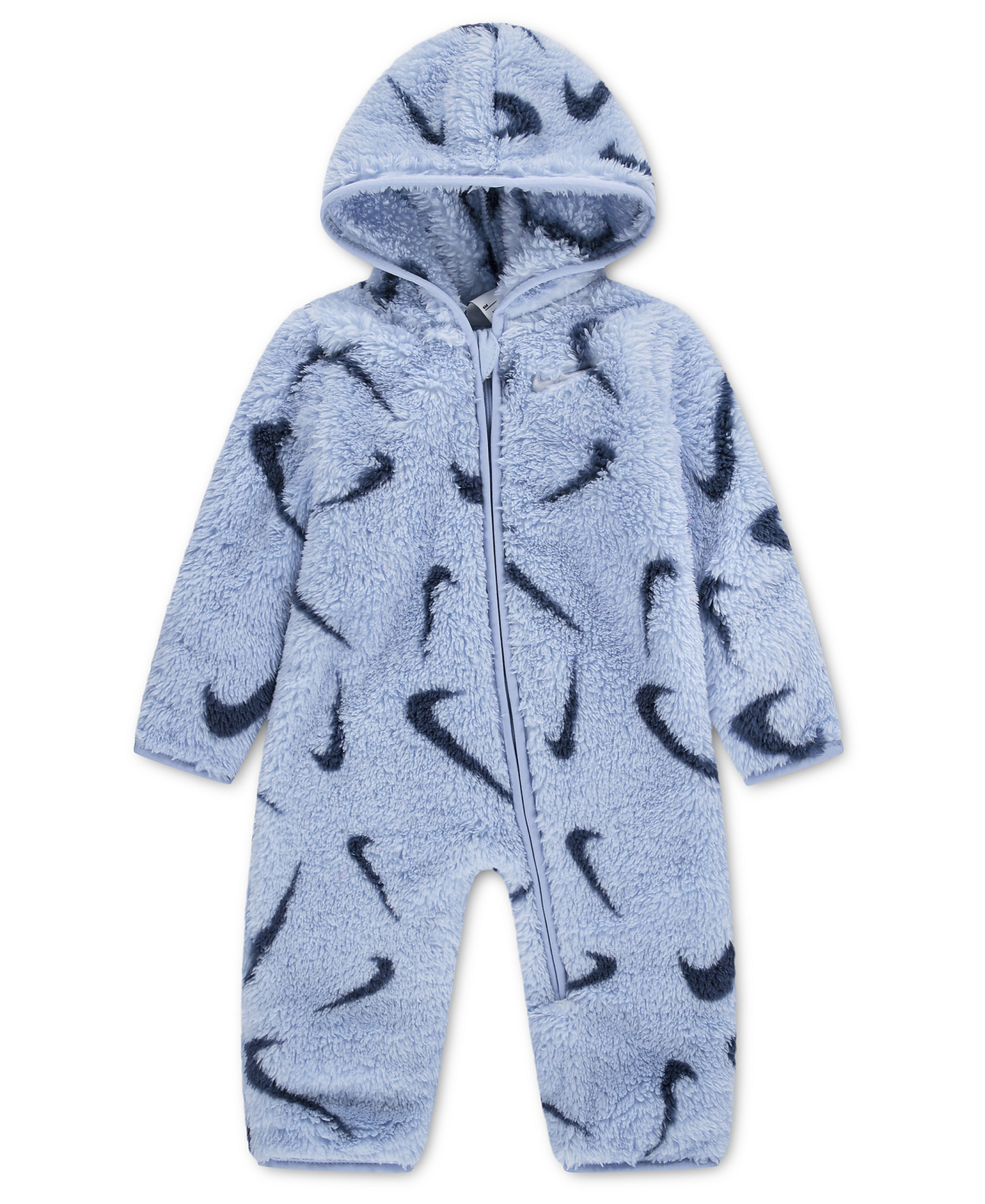 Nike Baby Boys' and Baby Girls' Hooded Printed High-Pile Fleece Coverall - Cobalt Bliss