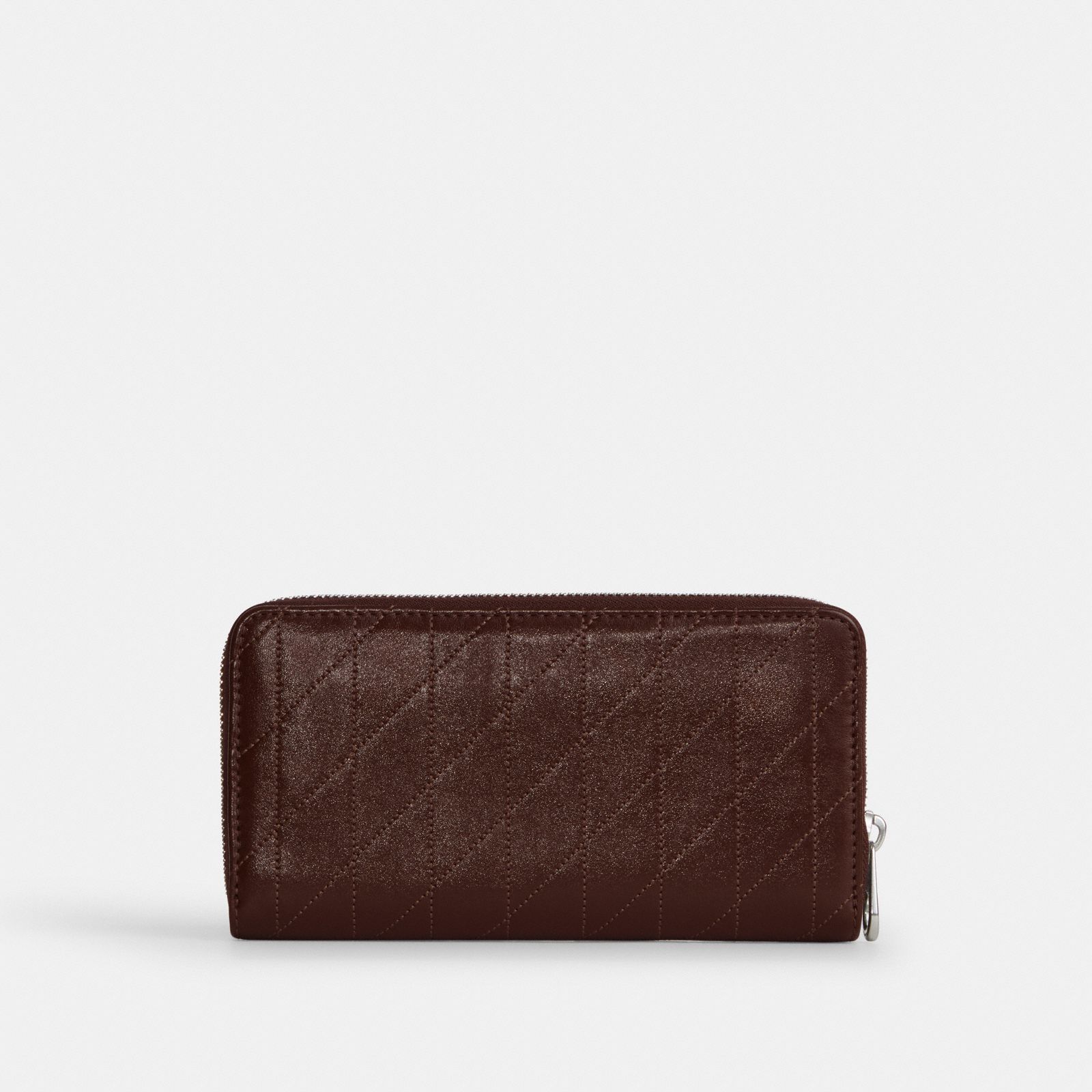 Long Zip Around Wallet With Quilting - Silver/Maple - view 5