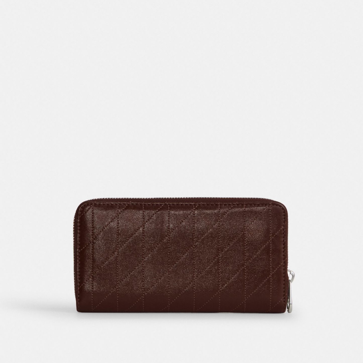 Long Zip Around Wallet With Quilting - Silver/Maple - view 5