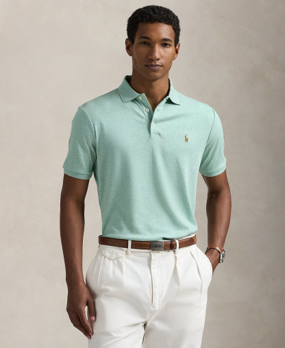 Polo Ralph Lauren Men's Custom Slim Fit Soft Cotton Polo Shirt - Celadon Heather