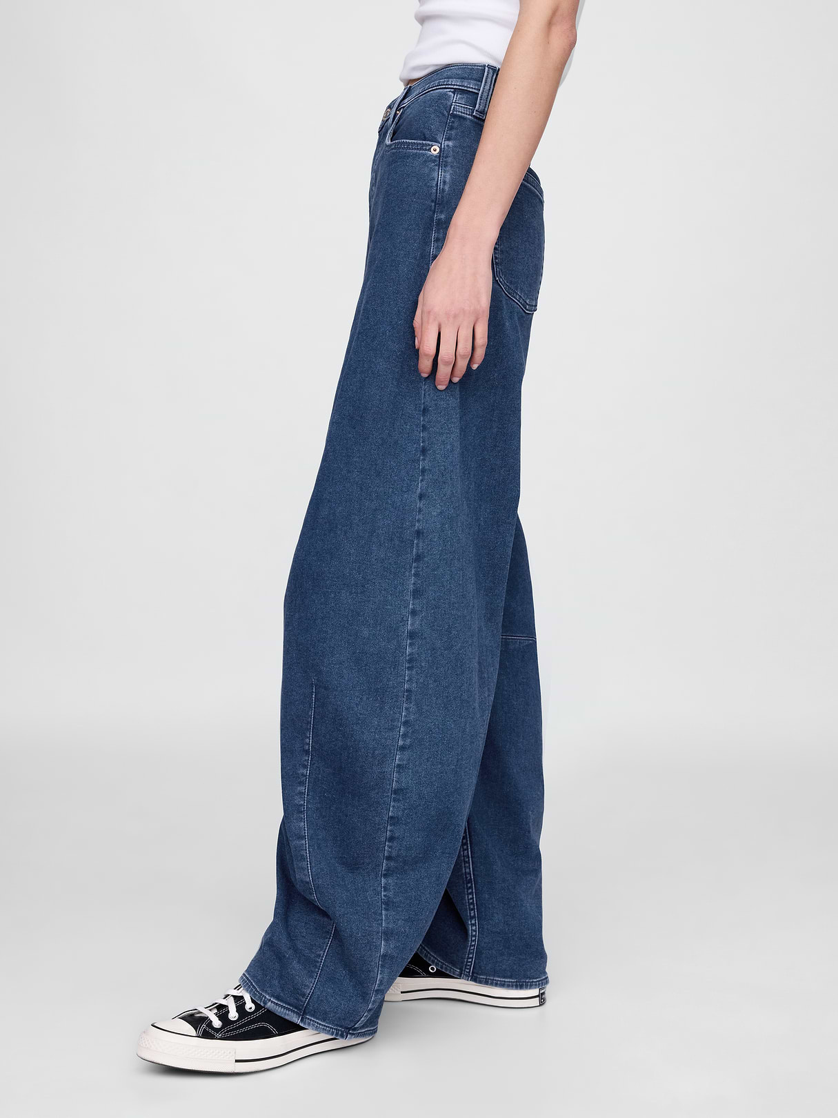 High Rise UltraSoft Crossover Horseshoe Jeans - Medium indigo