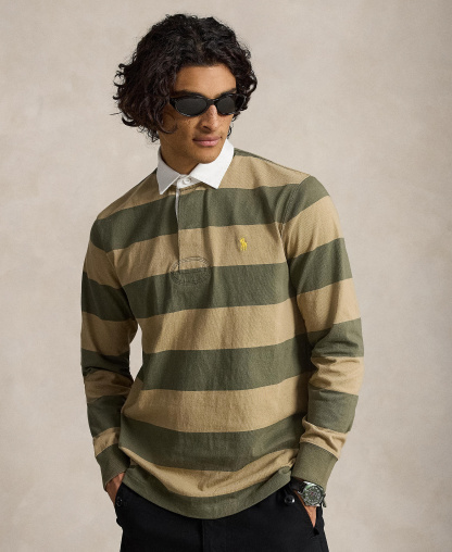Polo Ralph Lauren Men's Iconic Rugby Classic-Fit Polo Shirt - Trophy Cream/Choclate Brown