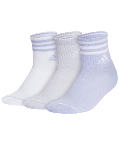 adidas Women's Cushioned 3-Stripe 4.0 High Quarter Socks, 3-Pack - White/clear Onix Grey/violet Tone Purple