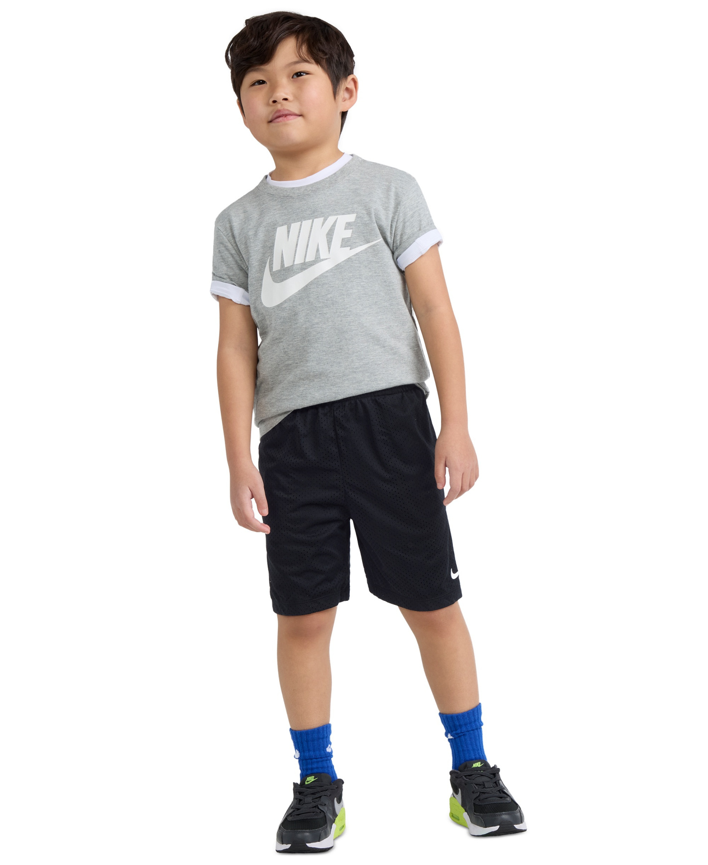 Nike Boys' 4-7 Dri-FIT Logo Mesh Pull-On Shorts - Black