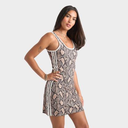 Women's adidas Originals Snakeskin Print Mini Dress - Linen/Magic Beige - view 1