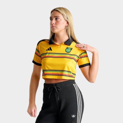 Women's adidas Originals Jamaica 26 x Bob Marley Home Cropped Jersey - Bold Gold