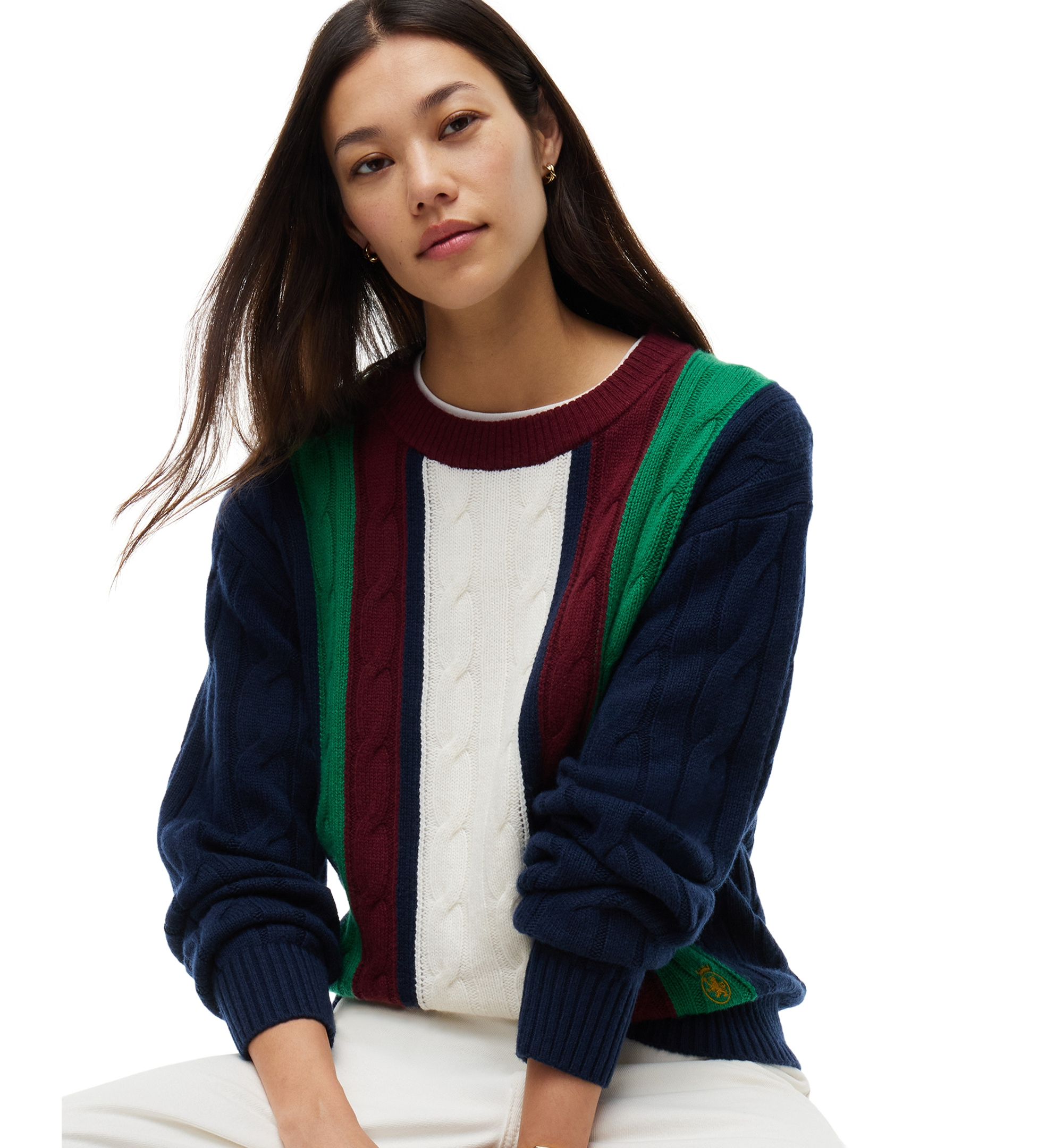 Tommy Hilfiger Women's American Icons Stripe Cable-Knit Crewneck Sweater, Macy's Exclusive - Hampton Bay Stripe