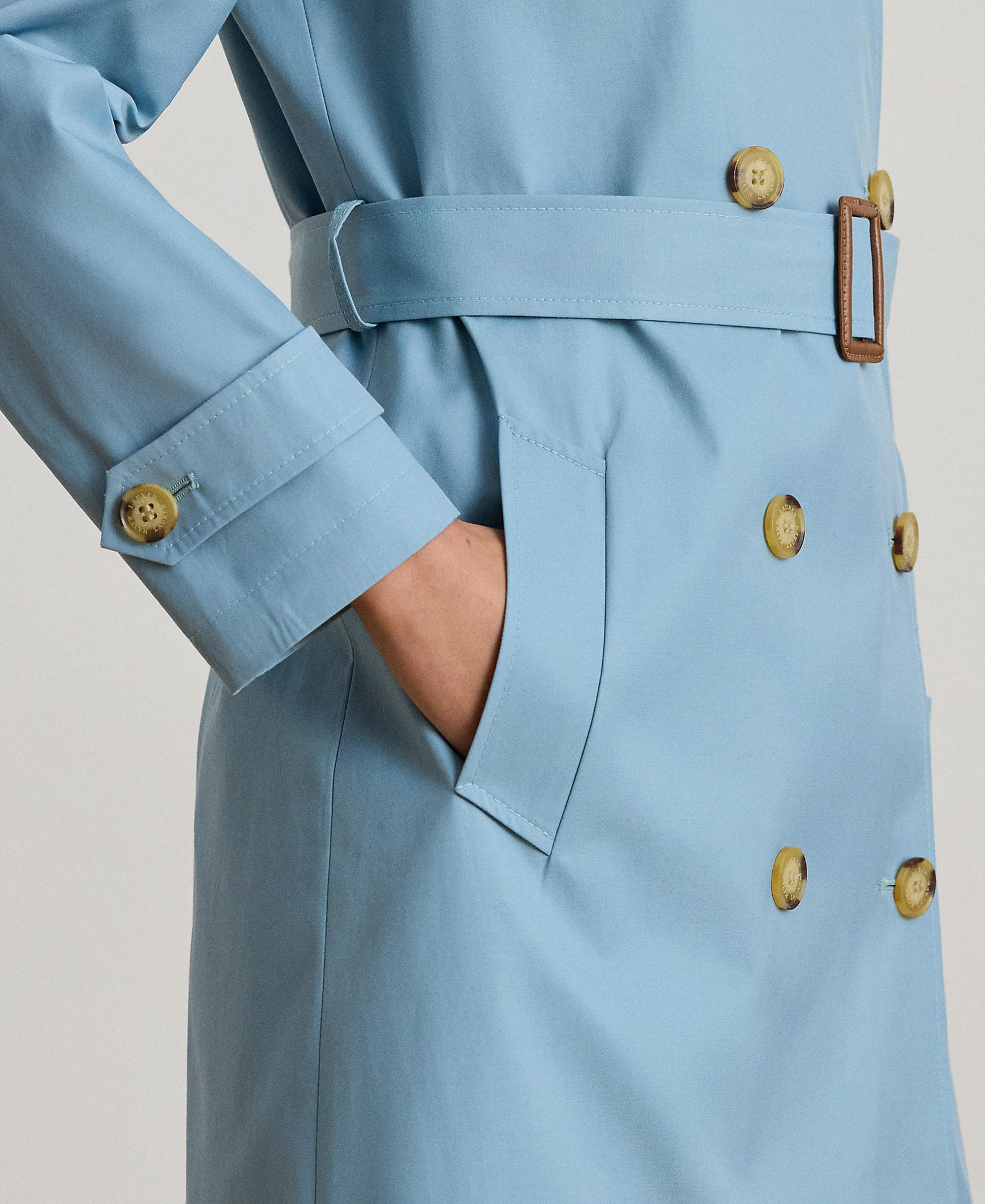 Lauren Ralph Lauren Women's Double-Breasted Belted Trench Coat, Created for Macy's - Blue Note