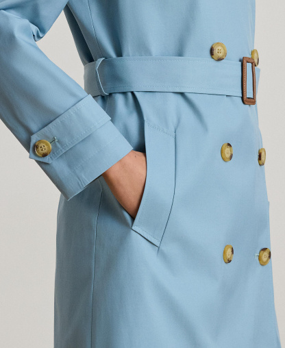 Lauren Ralph Lauren Women's Double-Breasted Belted Trench Coat, Created for Macy's - Blue Note
