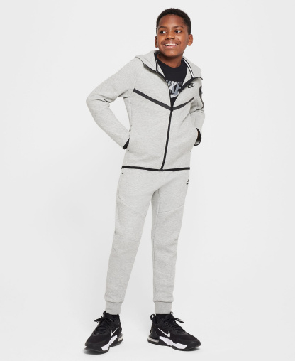 Nike Boys' and Girls' 7-20 Sportswear Tech Fleece Full-Zip Hoodie - Dark Gray Heather