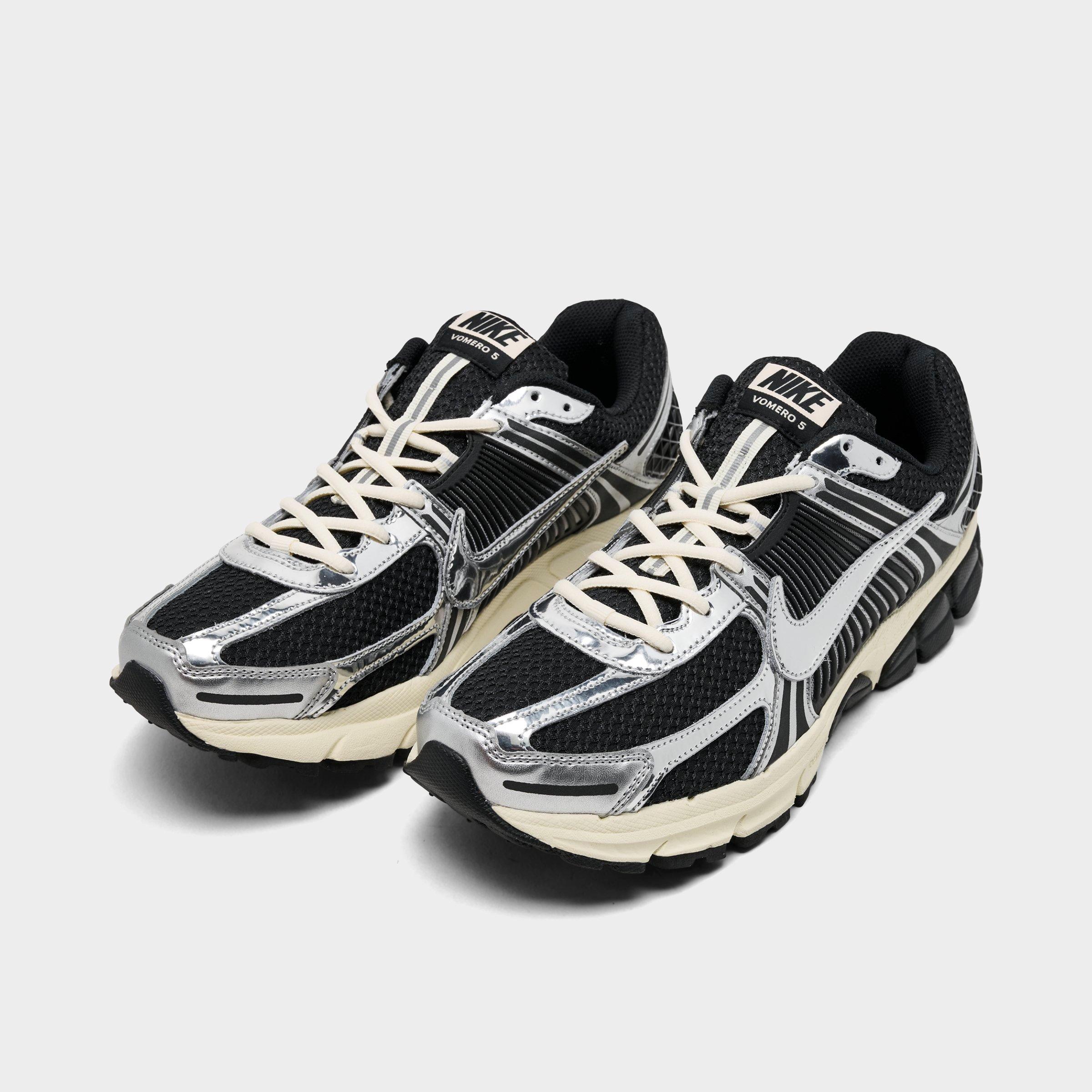 Men's Nithtke Zoom Vomero 5 Casual Shoes - Part 1 - Black/Metallic Silver/Coconut Milk/Chrome - Both shoes facing left