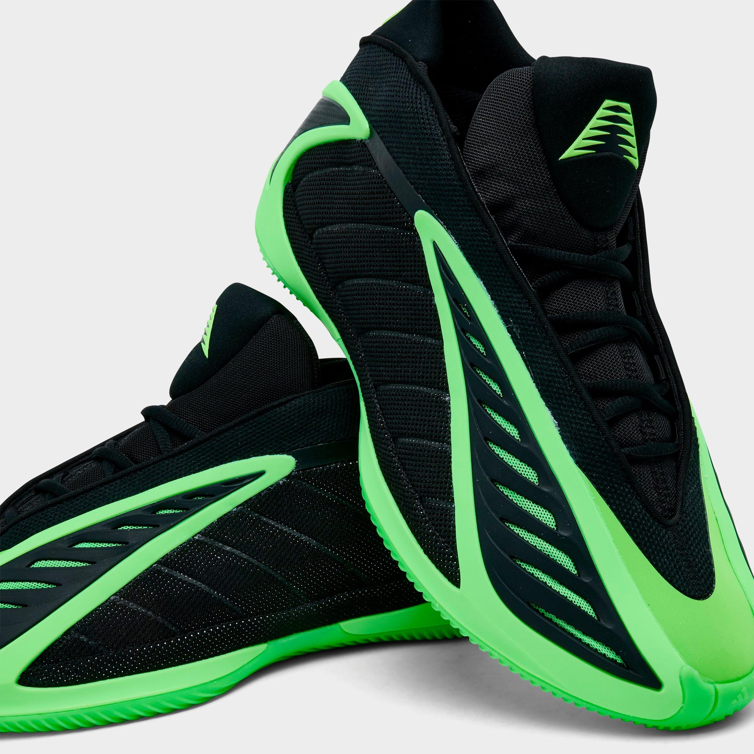 Men's adidas Anthony Edwards 2 Basketball Shoes - Core Black/Lime Burst/Core Black - Detail shot