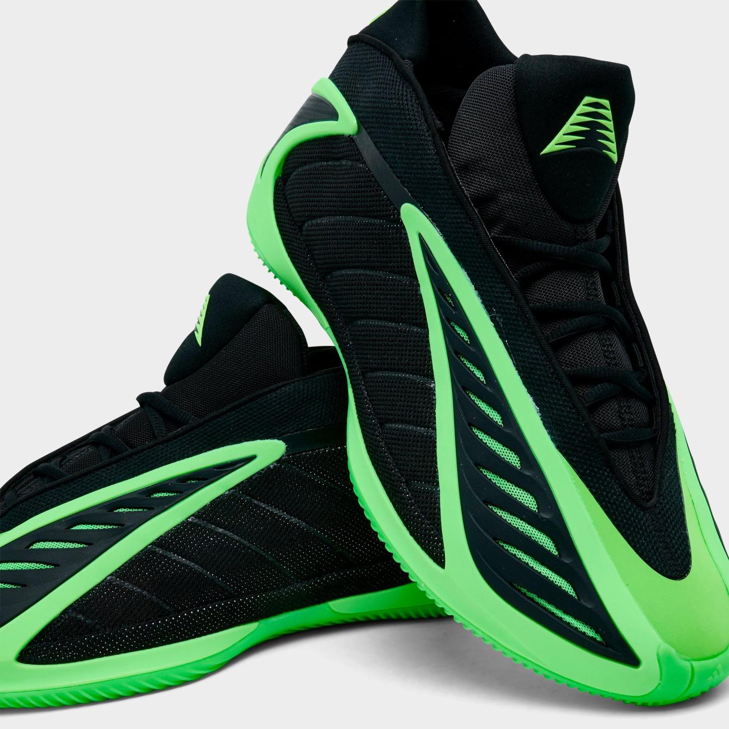 Men's adidas Anthony Edwards 2 Basketball Shoes - Core Black/Lime Burst/Core Black - Detail shot
