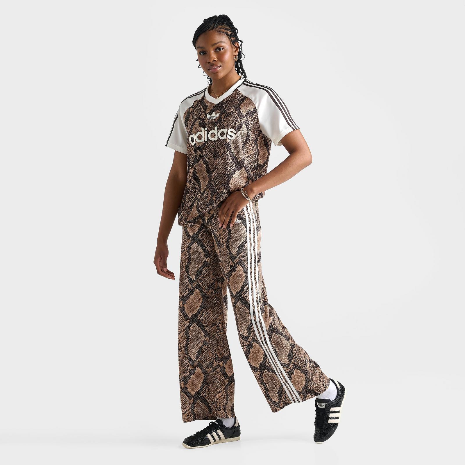 Women's adidas Originals Snake Print Denim Loose Pants - Linen/Magic Beige - view 2