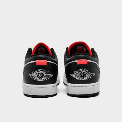 Men's Air Jordan Retro 1 Low Casual Shoes - Neutral Grey/Summit White/Infrared 23/Black - Left shoe facing left. Outside of the shoe. - view 4