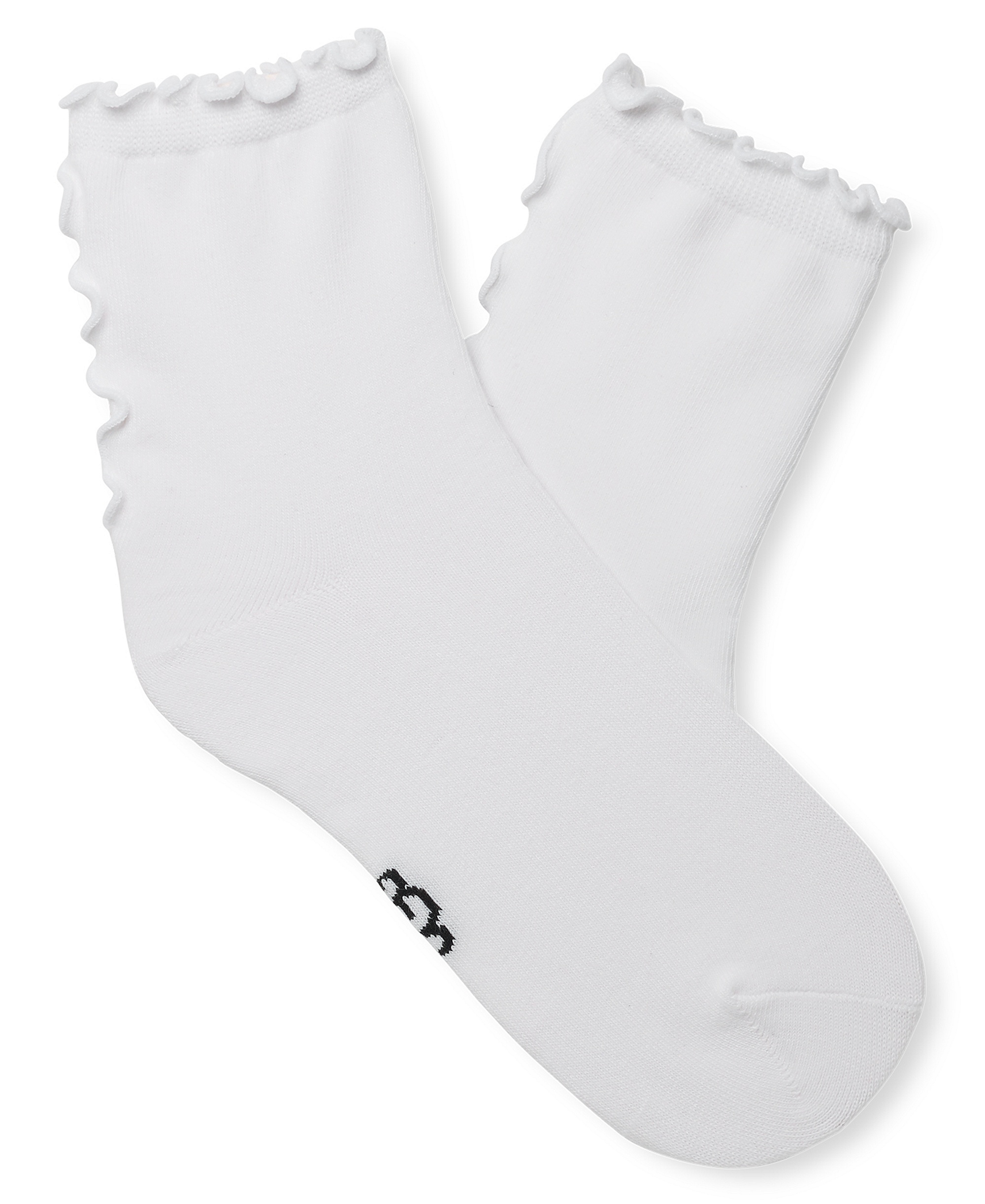 UGG Women's Karsyn Lettuce Edge Quarter Logo Socks - White Ruffle