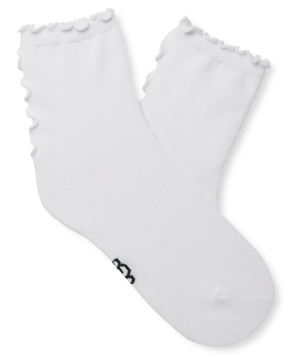 UGG Women's Karsyn Lettuce Edge Quarter Logo Socks - White Ruffle