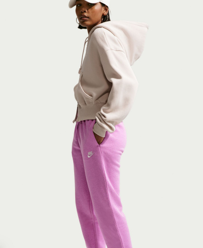 Nike Women's Sportswear Club Fleece Mid-Rise Joggers - Lt Magenta/htr/white