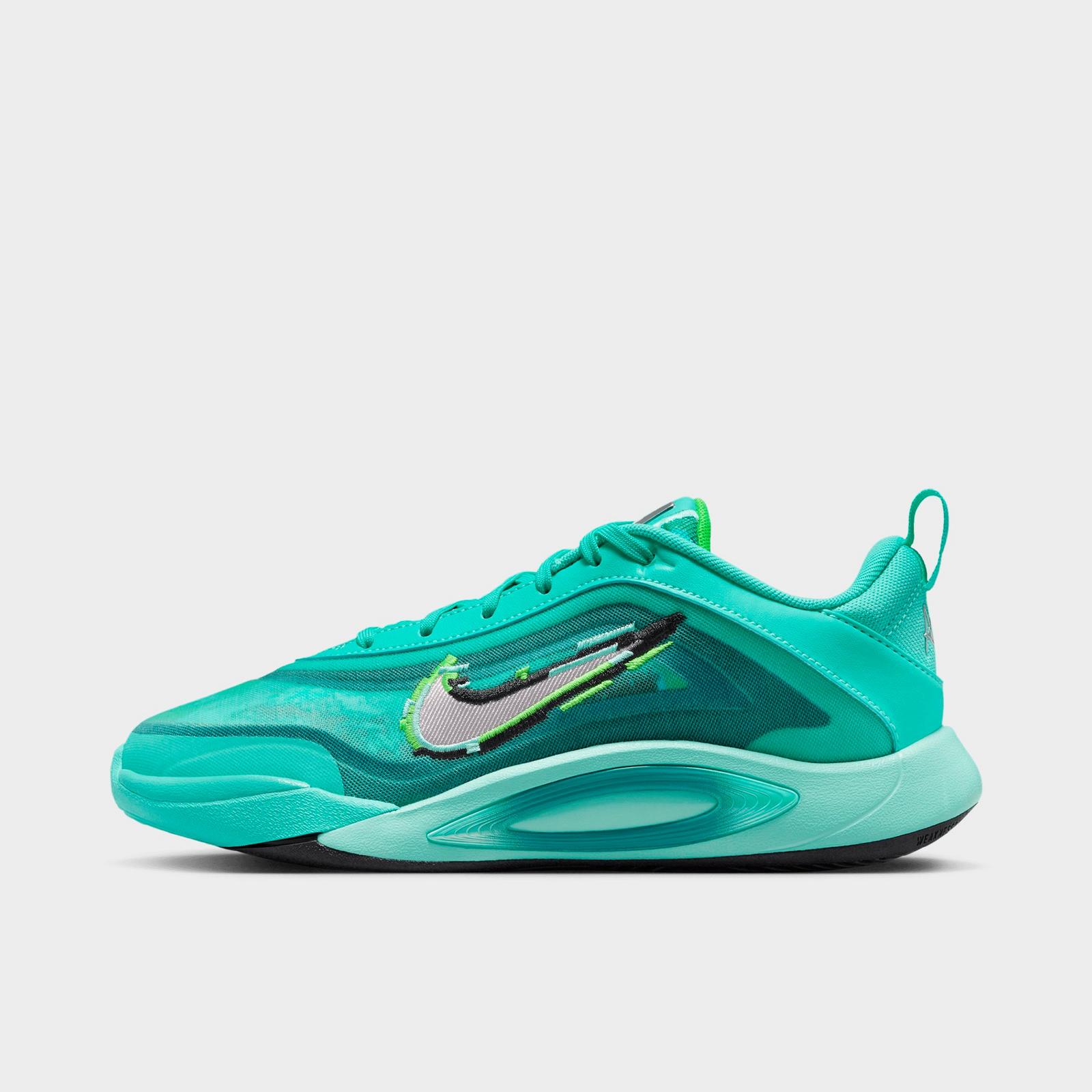 Big Kids' Nike A'One A'ja Wilson Basketball Shoes - Bleached Turquoise/Washed Teal/Geode Teal/Metallic Silver