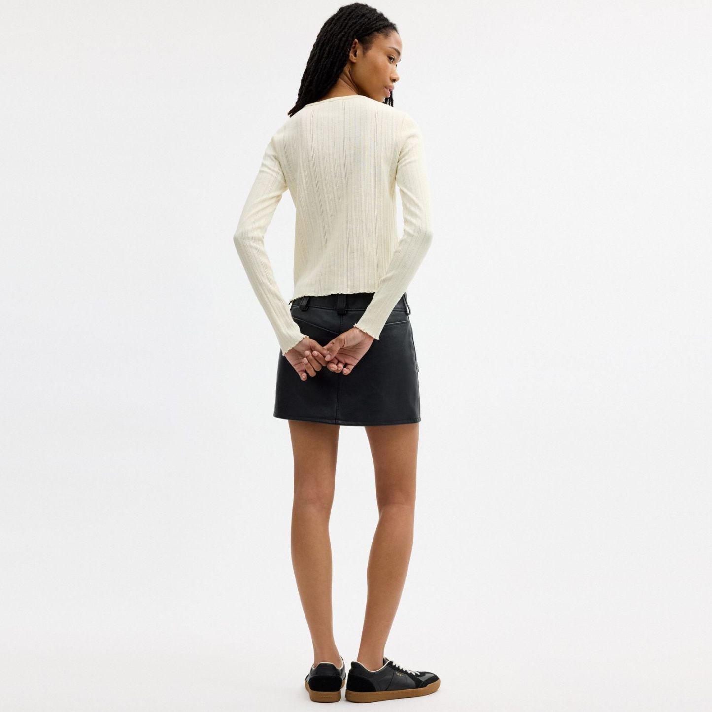 Coach | Brain Dead Kachi Mouse Graphic Long Sleeve Pointelle Top - Cream - view 3