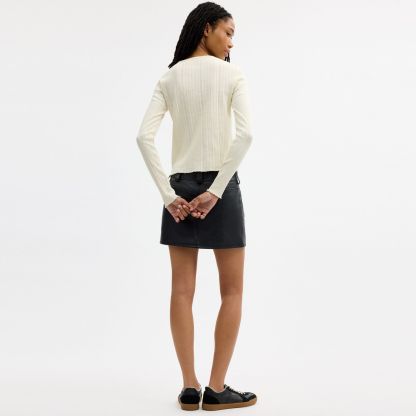 Coach | Brain Dead Kachi Mouse Graphic Long Sleeve Pointelle Top - Cream - view 3