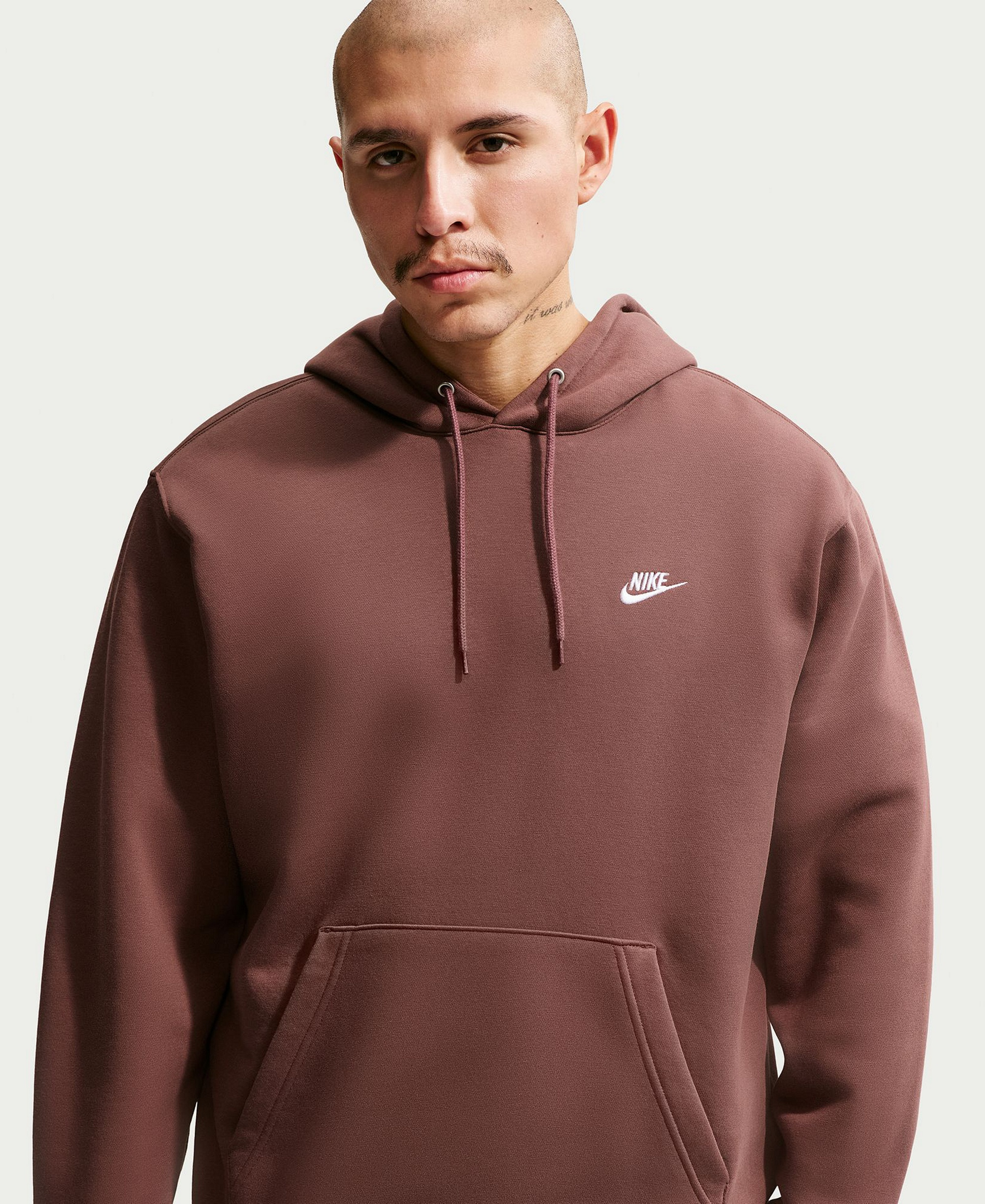 Nike Men's Club Pullover Fleece Hoodie Logo - Tattoo/White