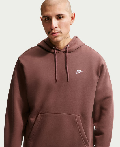 Nike Men's Club Pullover Fleece Hoodie Logo - Tattoo/White