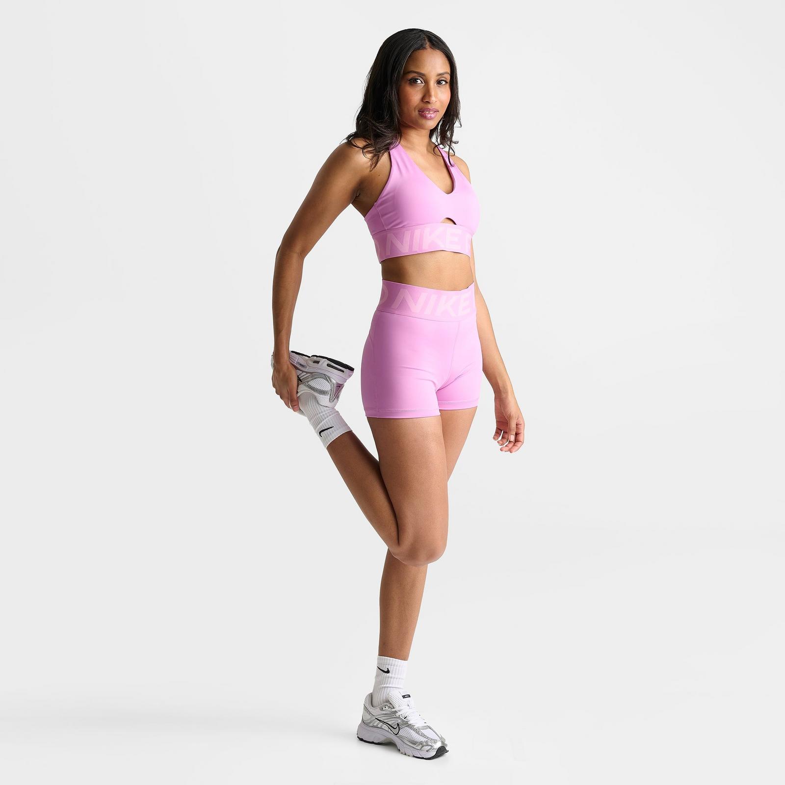 Women's Nike Pro Sculpt High-Waisted 3" Biker Shorts - Light Magenta/White