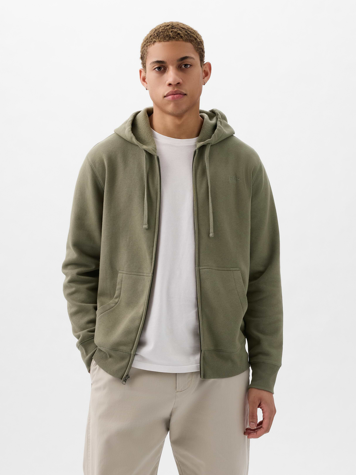 Adult VintageSoft Arch Logo Zip Hoodie - sage green