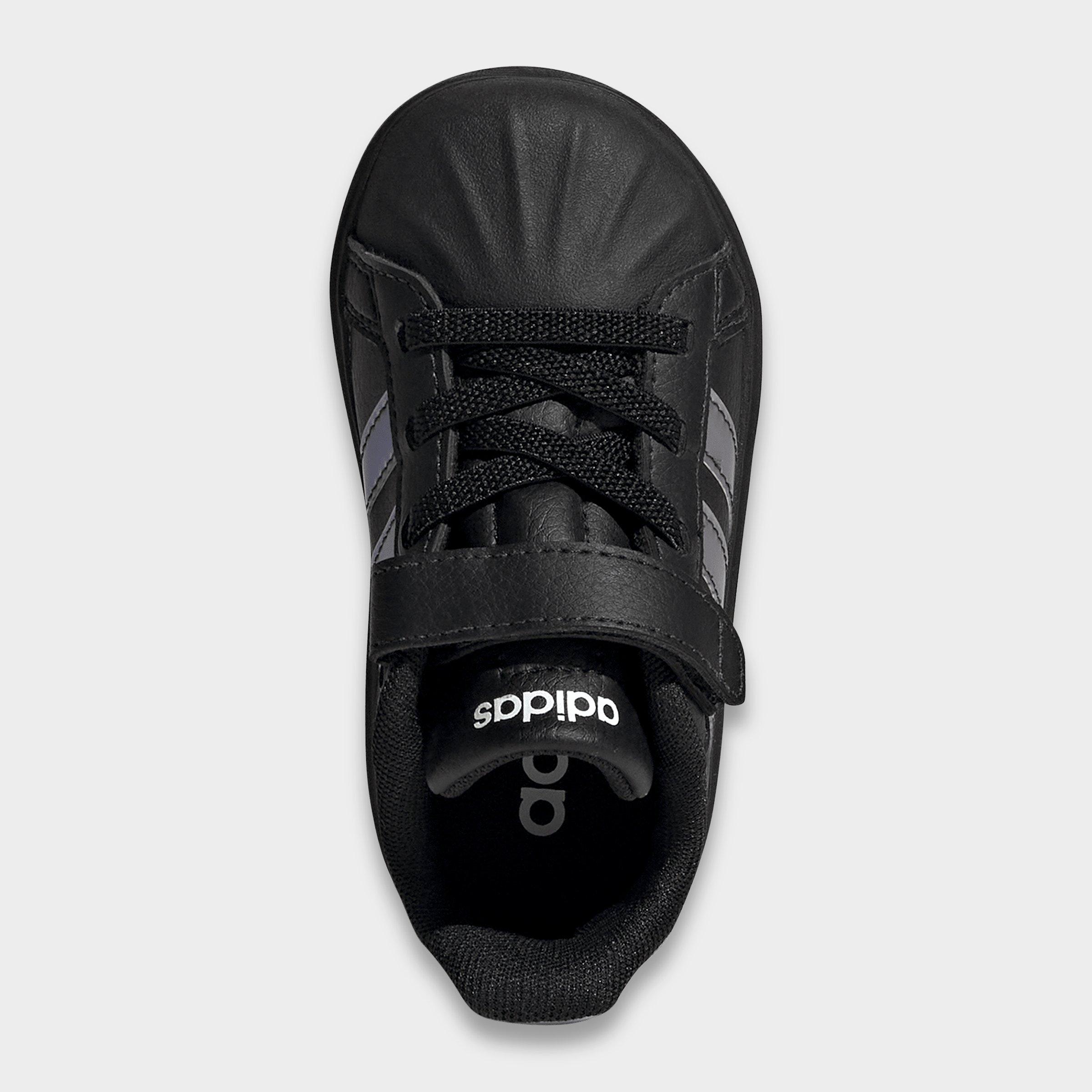 Kids' Toddler adidas Streettalk Hook-And-Loop Stretch Lace Casual Shoes - Black/Iridescent - Top view