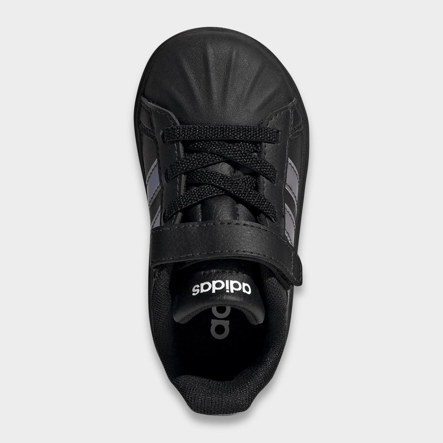 Kids' Toddler adidas Streettalk Hook-And-Loop Stretch Lace Casual Shoes - Black/Iridescent - Top view