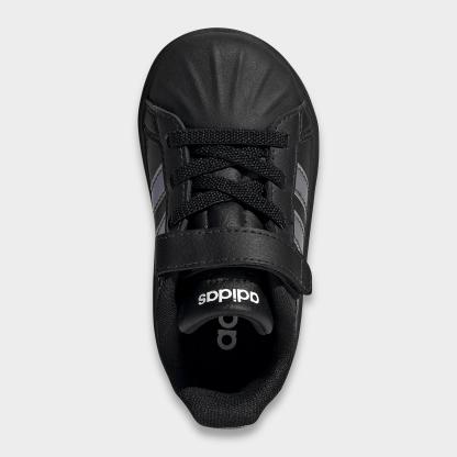 Kids' Toddler adidas Streettalk Hook-And-Loop Stretch Lace Casual Shoes - Black/Iridescent - Top view