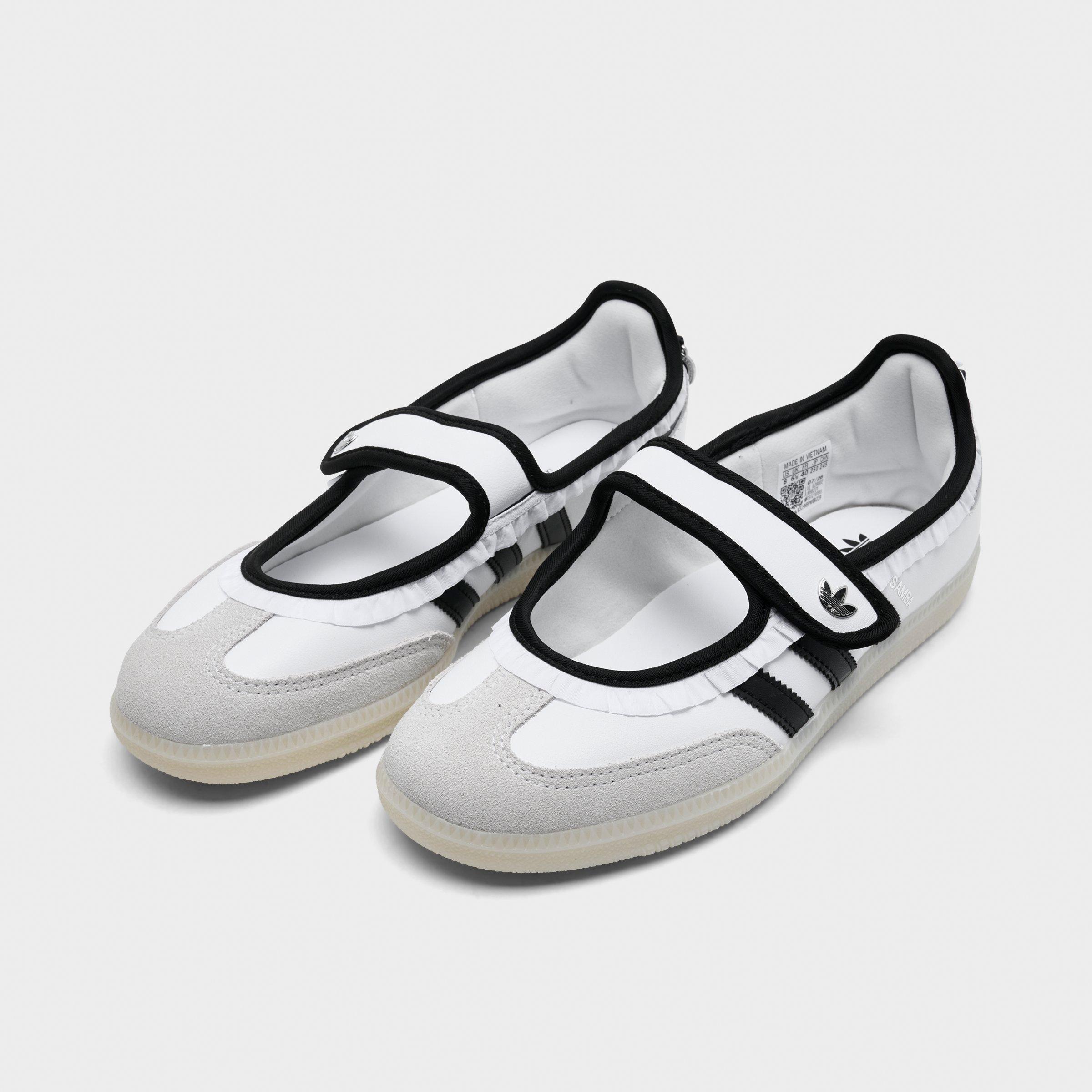 Women's adidas Originals Samba Jane Casual Shoes - Part 2 - Cloud White/Core Black/Silver Metallic - Both shoes facing left