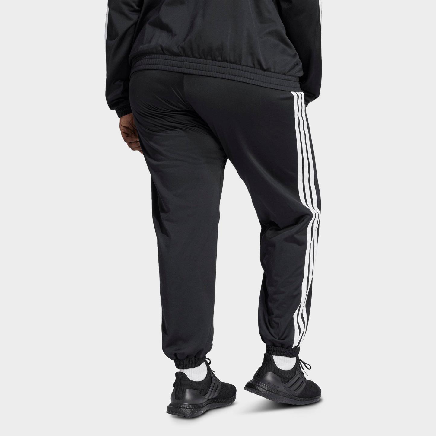 Women's adidas Sportswear Essentials 3-Stripes Tricot Tracksuit Pants (Plus Size) - Black/White