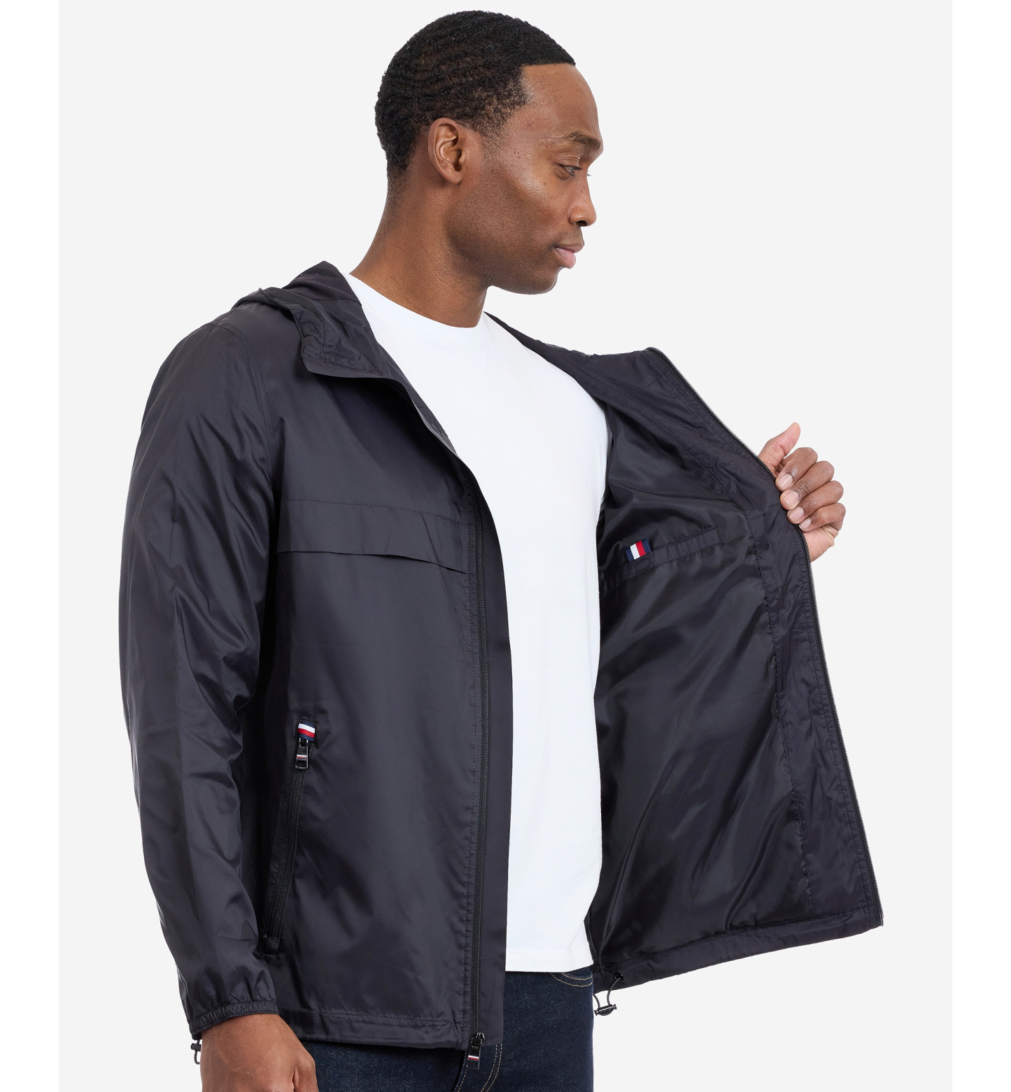 Tommy Hilfiger Men's Hooded Windbreaker Jacket - Black