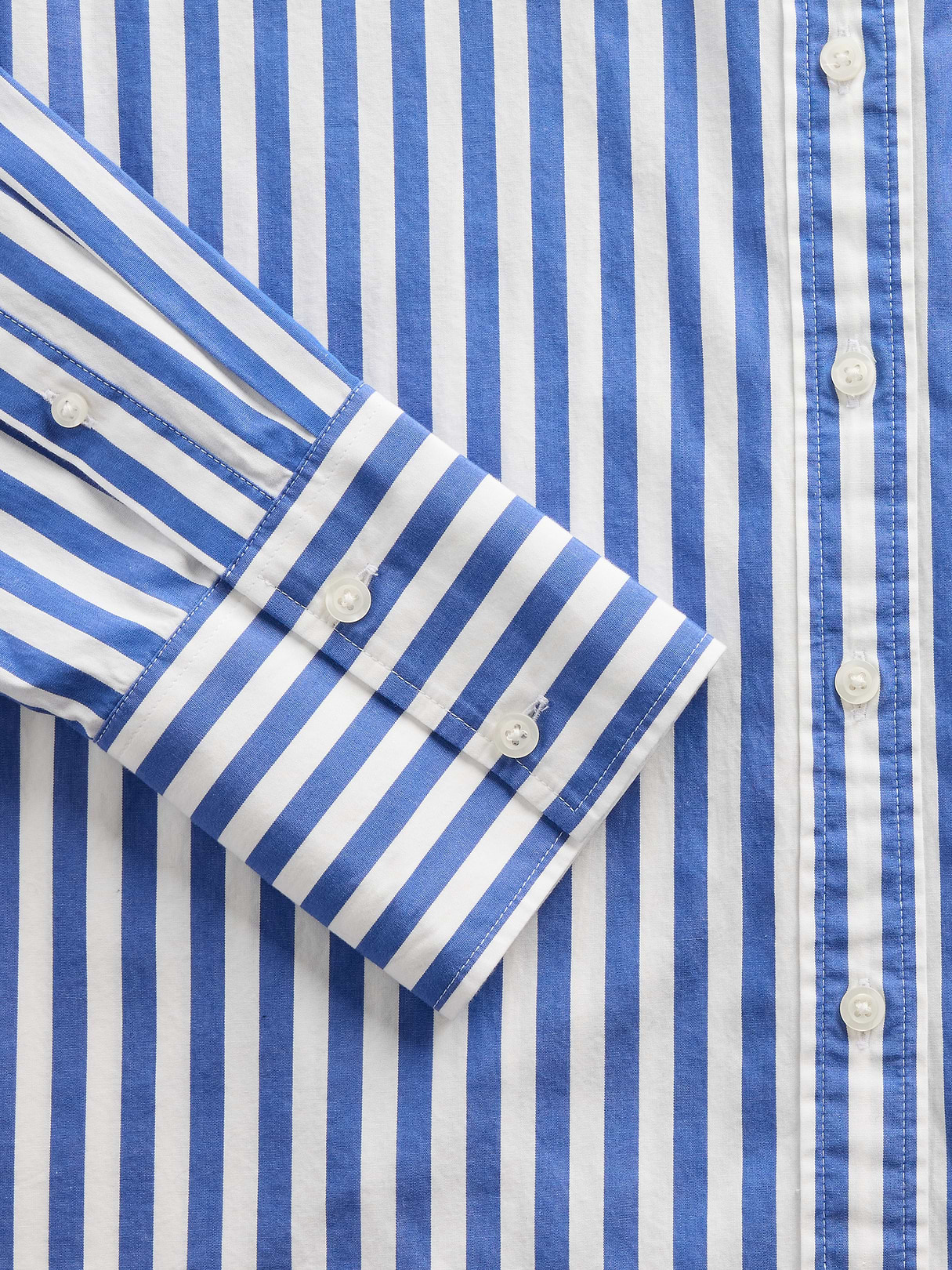 Organic Cotton Poplin Big Shirt - Blue stripe