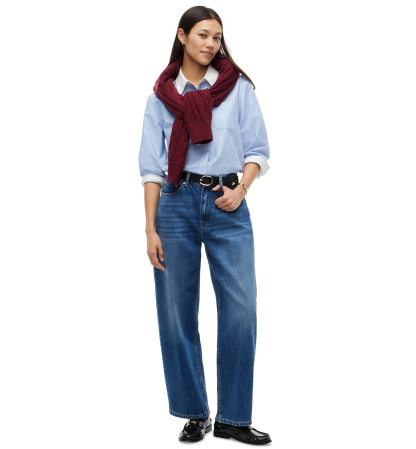 Tommy Hilfiger Women's Barrel High-Waisted 100% Cotton Jeans, Macy's Exclusive - Medium Wash