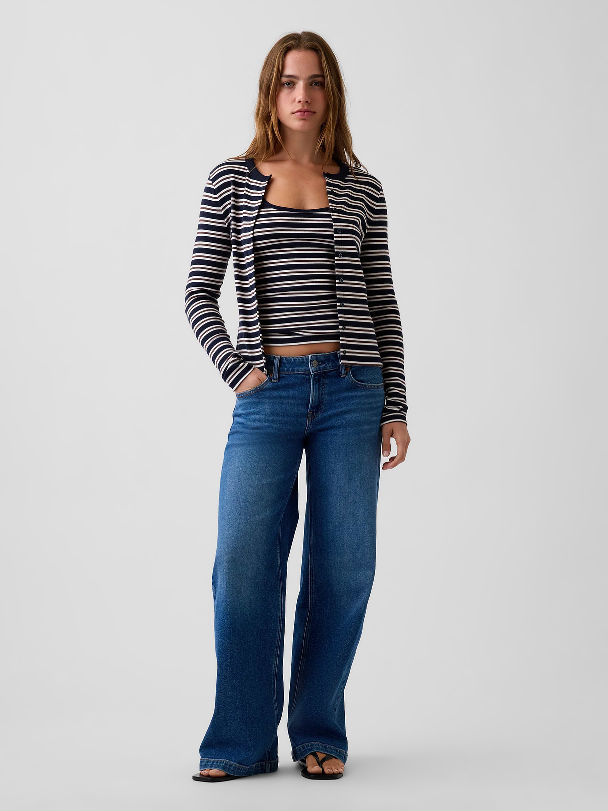 Modern Crop Cami - Navy blue stripe
