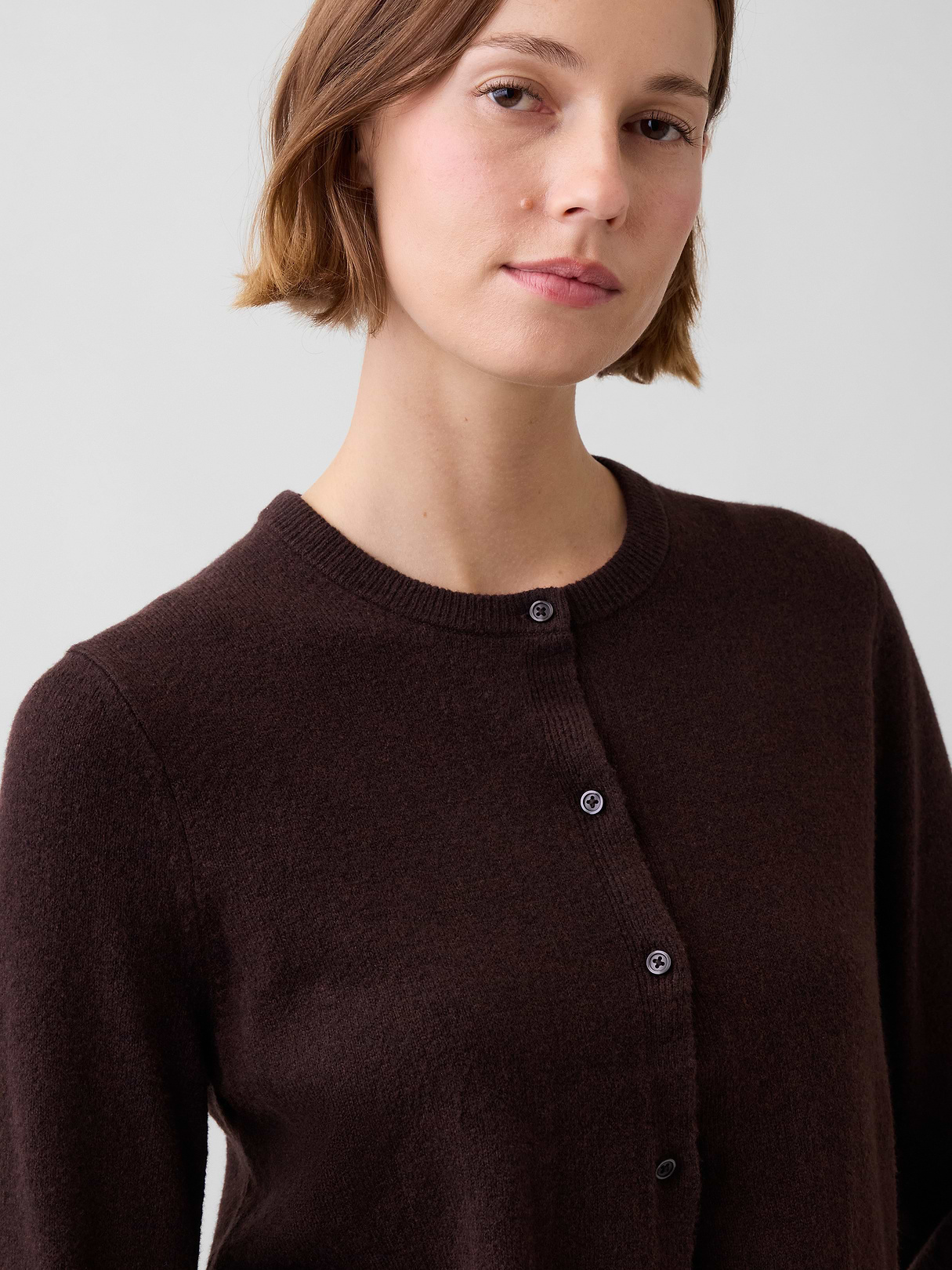 CashSoft Crop Cardigan - Terra brown heather