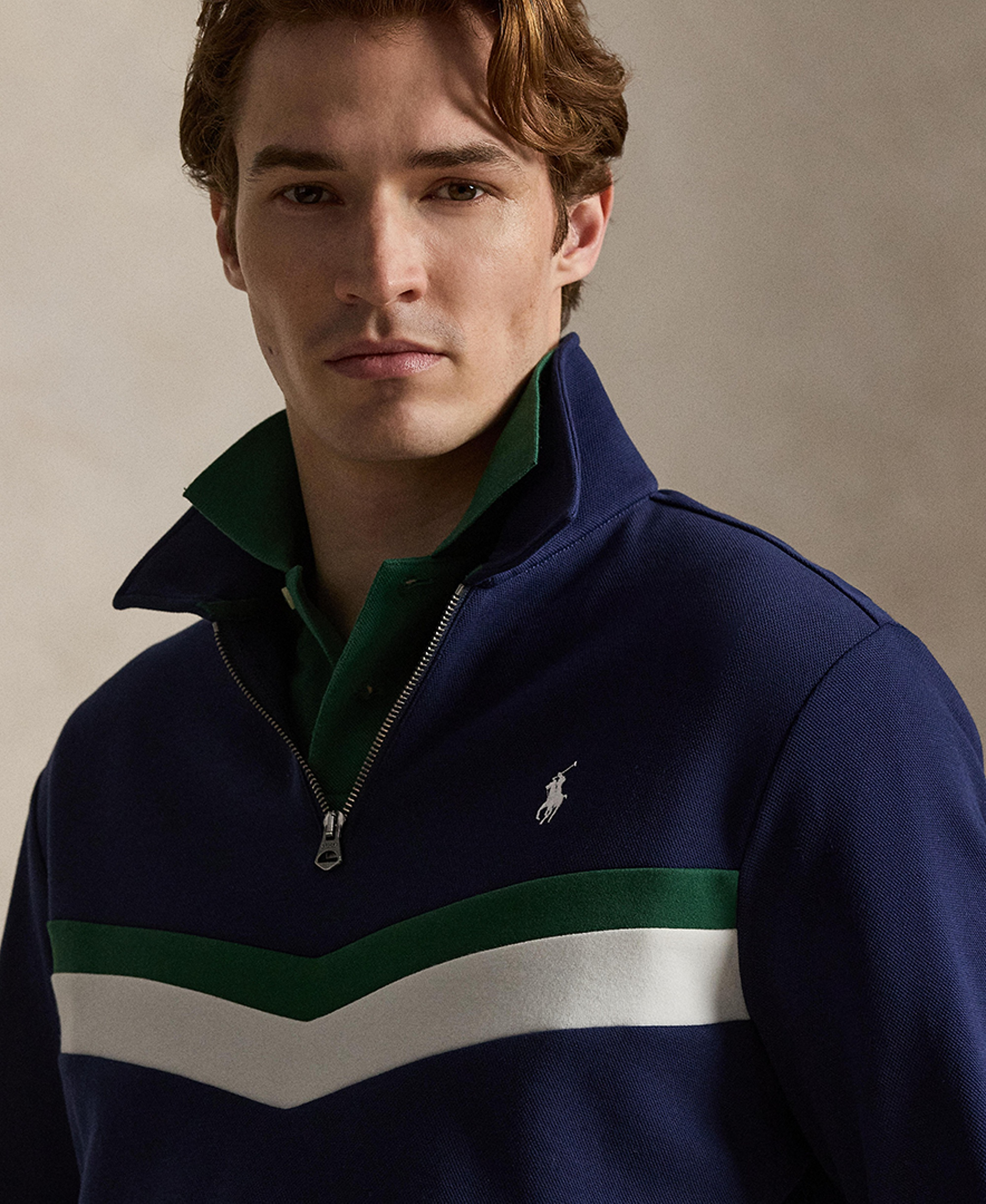 Polo Ralph Lauren Men's Double-Knit Quarter-Zip Sweatshirt - Newpot Navy