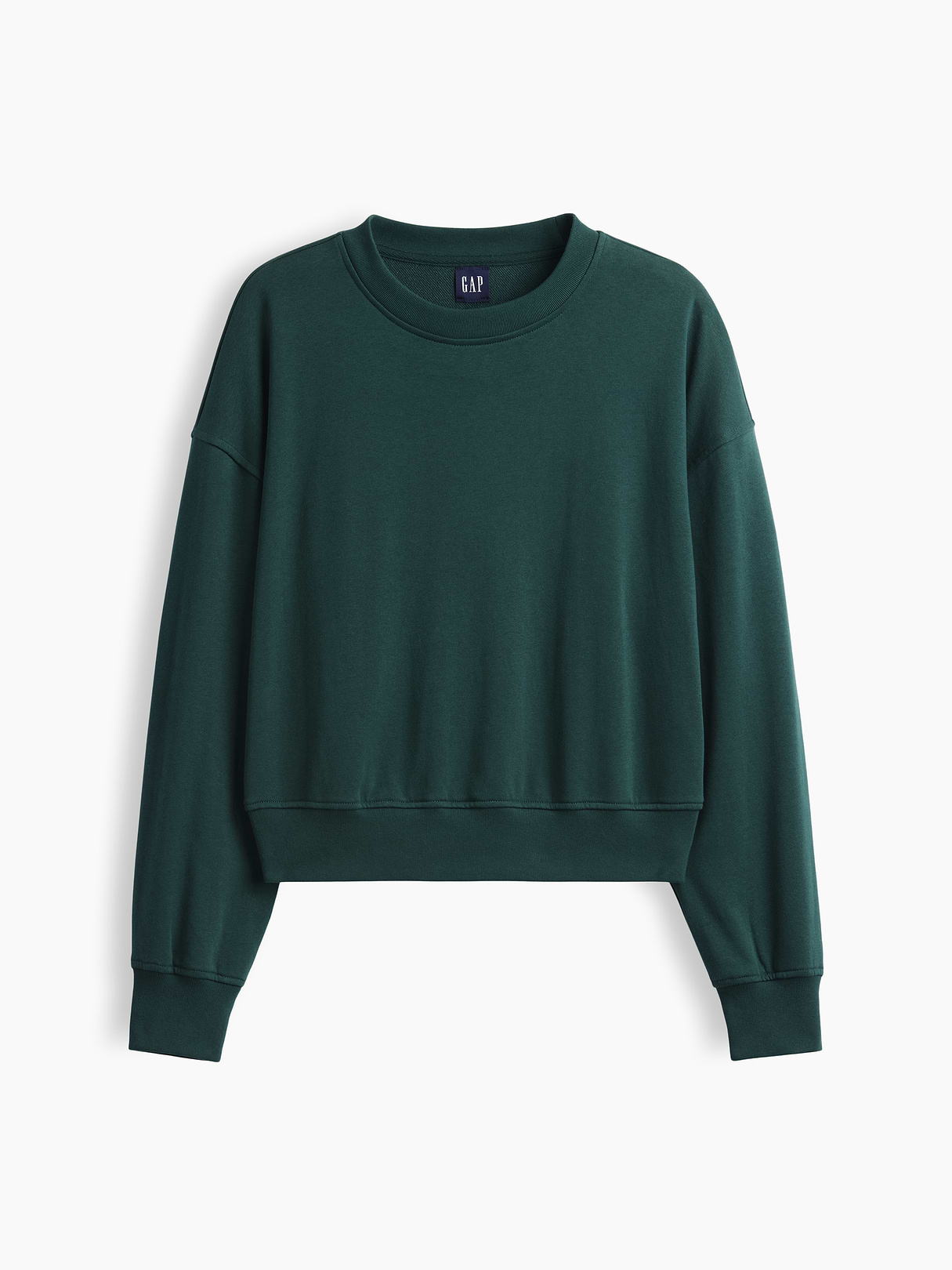 VintageSoft Terry Oversized Wedge Side-Slit Sweatshirt - Dark green