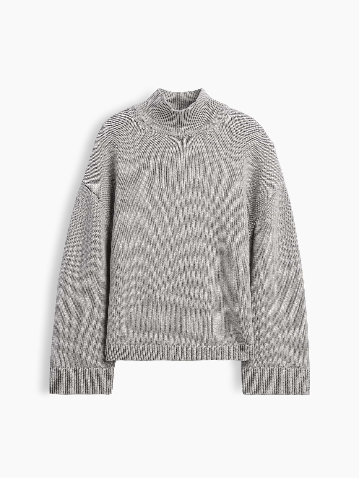 100% Cotton Oversized Mockneck Sweater - Charcoal grey